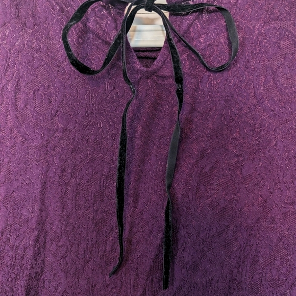 LOFT Purple Lace Long Sleeve with Ribbon Detail | Women's Medium - Picture 4 of 7
